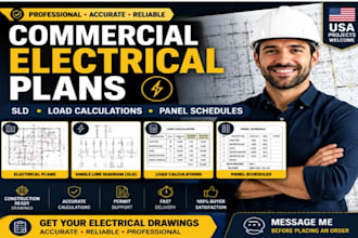 design commercial electrical plans sld, load calculations panel schedules layout