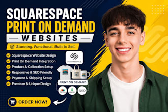 build squarespace printify ecommerce website  printful store booking website