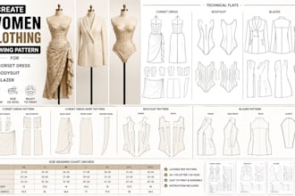 create women clothing sewing pattern for corset dress bodysuit and blazer
