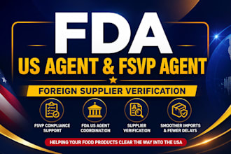 provide fda US agent support, fsvp compliance and supplier verification help