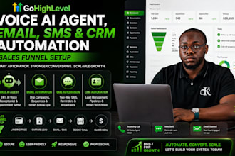 gohighlevel voice ai agent, email SMS and CRM automation sale funnel setup