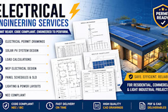 electrical permit drawings, solar pv design, load calculations, mep electrical