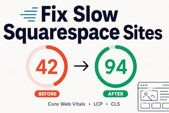 fix squarespace core web vitals, lcp, cls and page speed issues