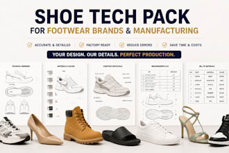 create a factory ready shoe tech pack for footwear manufacturing