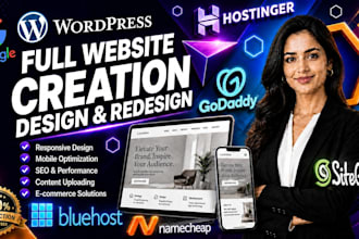 design or redesign responsive website on godaddy hostinger google sites with SEO