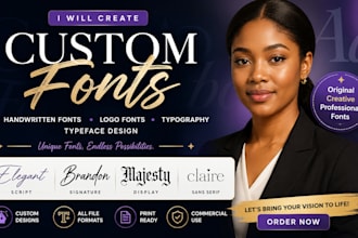 create custom font, handwritten font, logo font, typography and typeface design