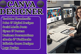 design an eye catching, canva workbook design  flyers for your business, logo