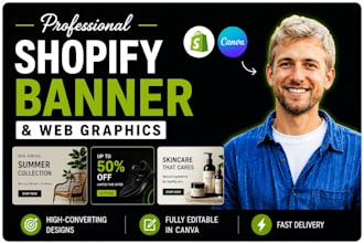 design a high converting shopify banner, hero image and web graphics in canva