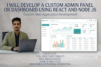develop a custom admin panel or dashboard using react and node js