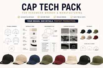 create a factory ready cap tech pack for manufacturing