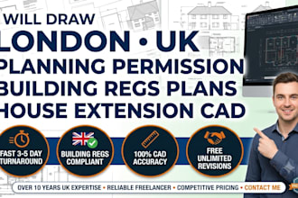 draw london UK planning permission building regs plan house extension cad
