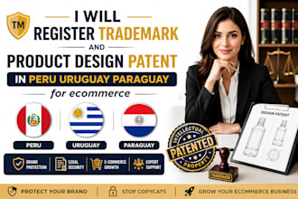 register trademark, product design patent in peru uruguay paraguay for ecommerce