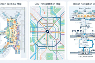 design airport terminal map, transportation map and transit navigation map
