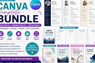 design canva template bundle resume template workbook template bundle