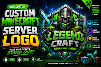 design a custom minecraft server logo for your gaming brand
