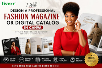 design a professional fashion magazine or editorial lookbook in canva