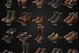 3d shoe models with high quality textures rendering