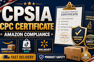 prepare cpsia CPC certificate for amazon tiktok shop and walmart compliance