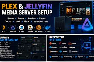 set up plex, jellyfin, sonarr, radarr and the arr stack
