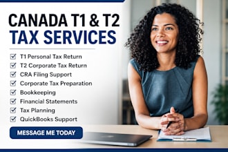 prepare canada t1 personal t2 corporate tax return