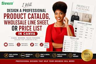 design a product catalog, wholesale line sheet, or price list in canva