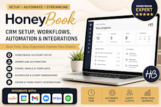 set up honeybook CRM, workflows, automation and integrations