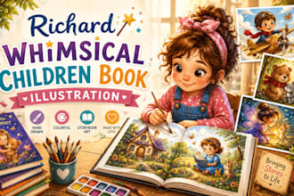 illustrate whimsical children book storybook illustration