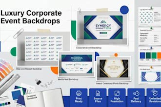 design step and repeat backdrop banner for corporate event branding