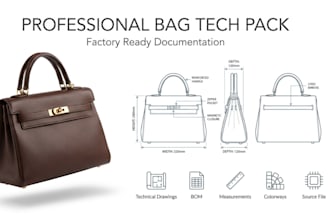 create factory ready bag tech pack for handbag and backpack