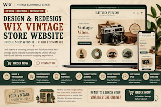 design wix vintage store website unique shop website retro ecommerce