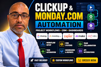 automate clickup or monday com project workflows