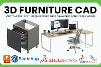 design custom 3d furniture cad model wardrobe millwork shop drawings in sketchup