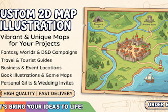 create a custom 2d illustrated map, location map, and vector map