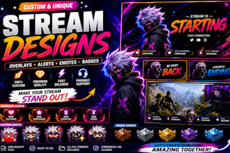 create custom twitch overlays, logo, emotes, alerts, animated streamer graphics