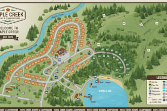 design rv park maps, campground maps, trail maps, and illustrated maps