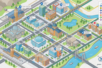 create indoor map design, building map, venue map wayfinding map illustration
