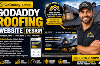 design godaddy roofing website or roofing contractor website