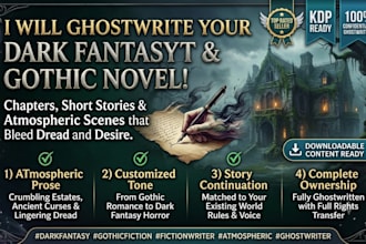 ghostwrite a dark fantasy or gothic fiction chapter for your novel