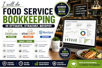 do food service bookkeeping in ottimate, xtrachef, bevspot
