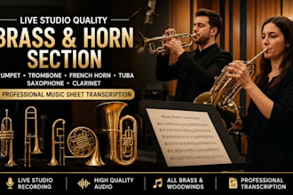 record live trumpet trombone french horn saxophone and music sheet transcription
