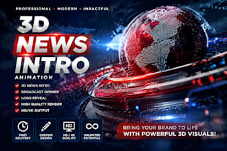create cinematic 3d news intro animation broadcast opener and logo reveal