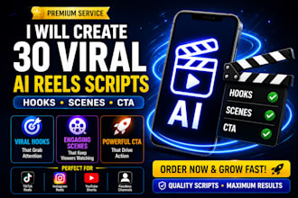 create 30 viral faceless ai reels scripts with hooks, scenes and cta