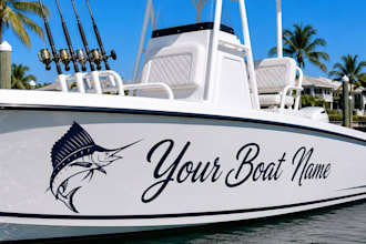 design modern boat name, yacht, marine nautical branding and fishing logo