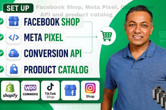 setup facebook shop, meta pixel, conversion API and products catalog