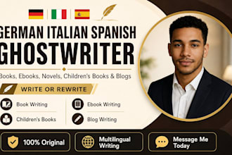 ghostwrite book ebook novel children book blog in german italian spanish writer