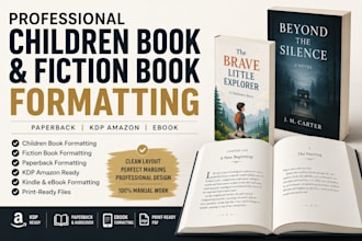 do children book formatting, fiction book formatting for paperback, KDP amazon