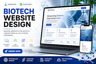 design biotechnology website, biotech company website, build healthcare website