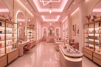 design supermarket, retail store, shop, and mall interior and exterior in 3d
