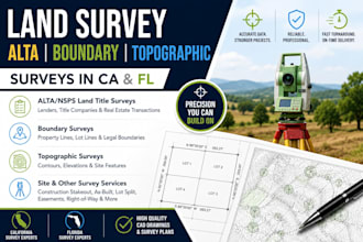 provide land survey alta boundary and topographic surveys in ca fl