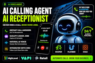 build ai voice agent, ai calling agent, ai receptionist for roofer, plumber hvac